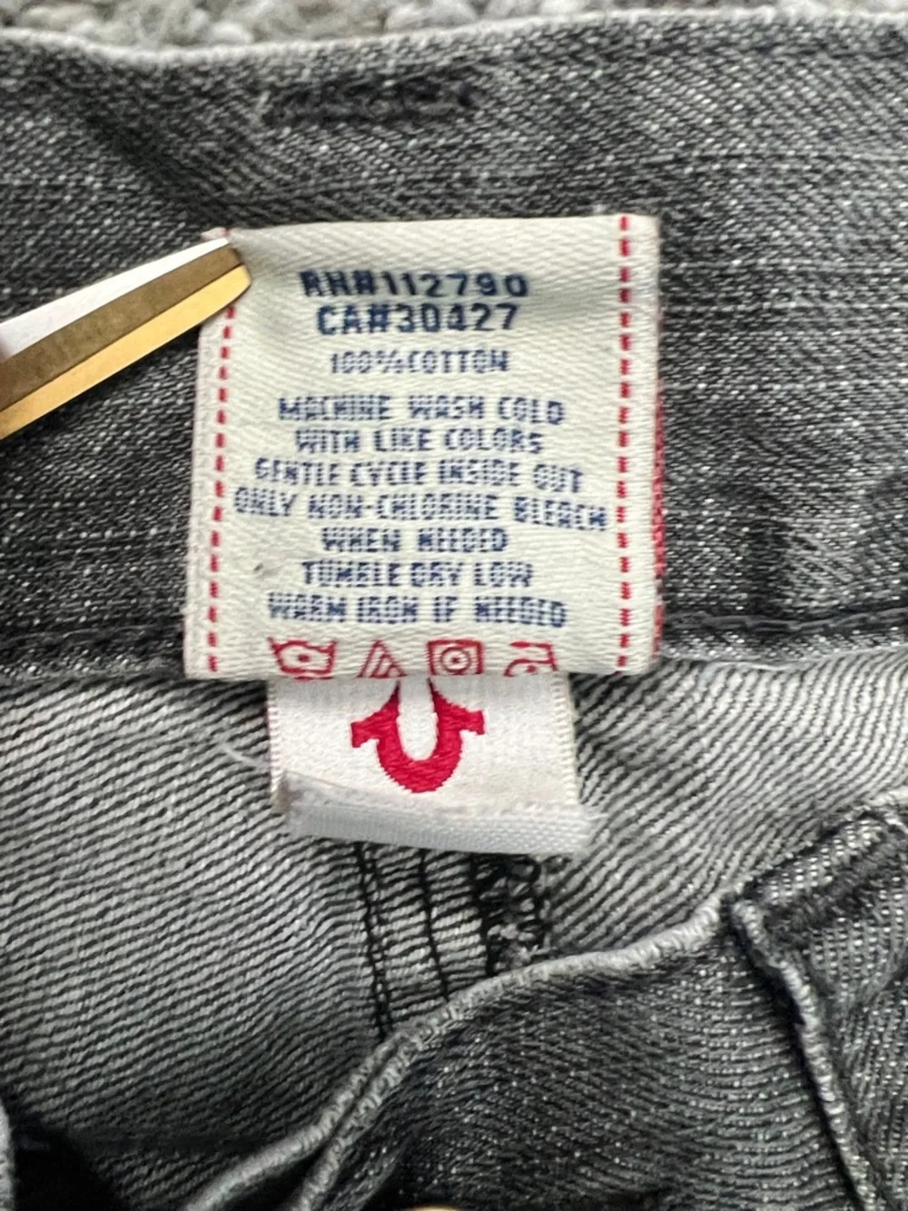 Rare True Religion Jack Men's Distressed Gray Black Jeans Straight Fit - Size 34